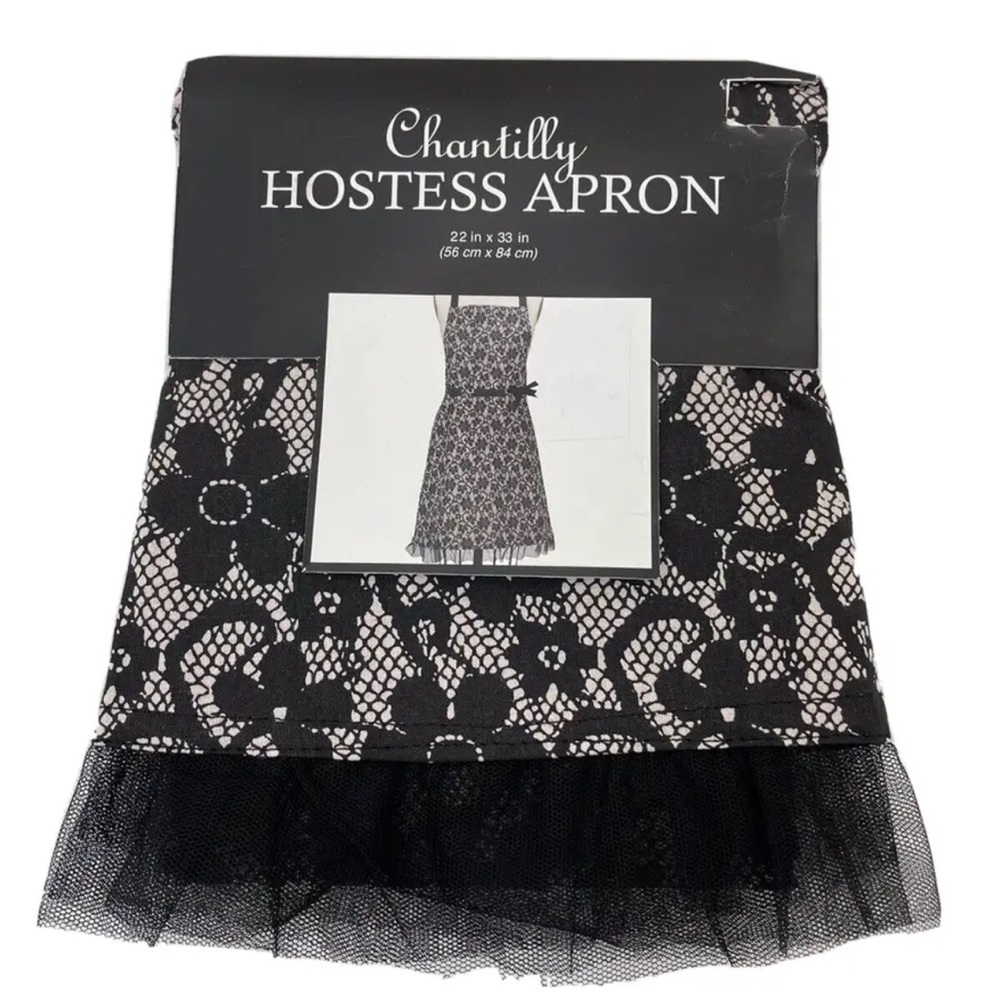 Chantilly Hostess Apron Black Kay Dee Designs NEW 22" X 33"